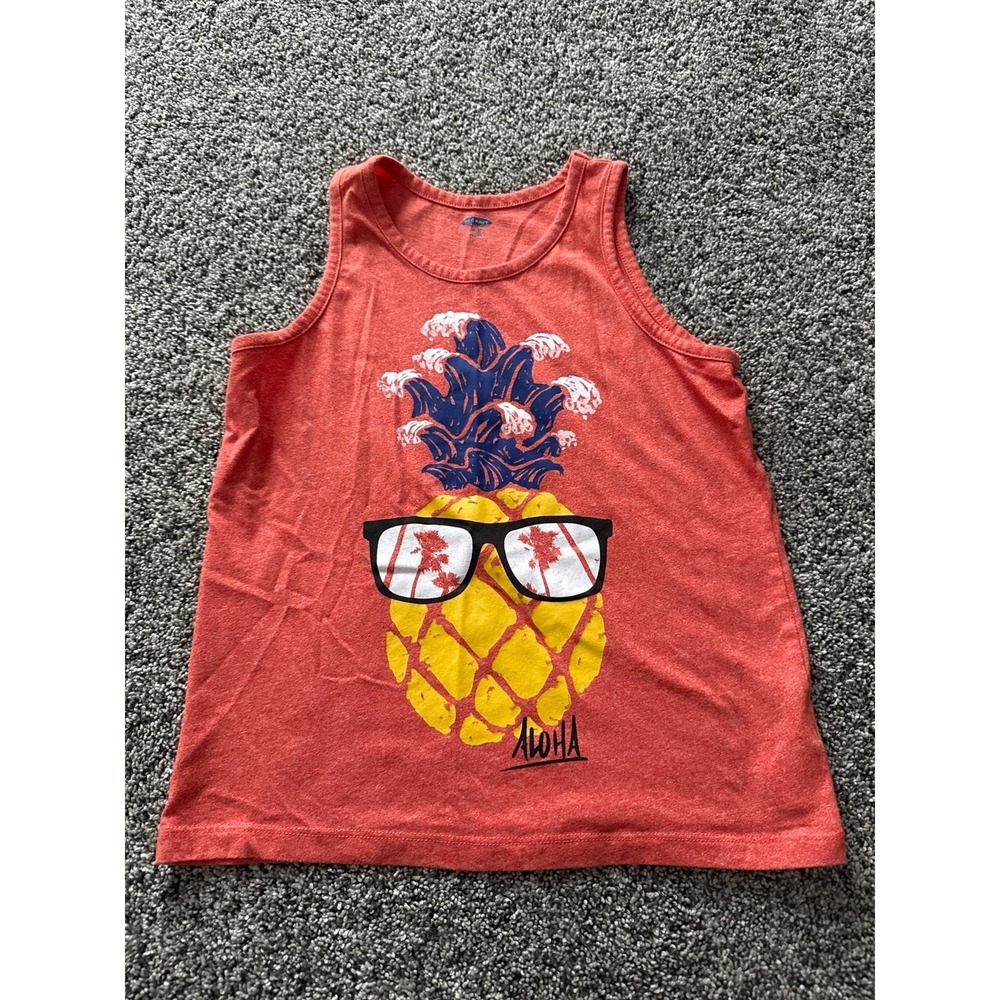 Old Navy Boys Orange "Aloha" Pineapple Tank‎ Size 8